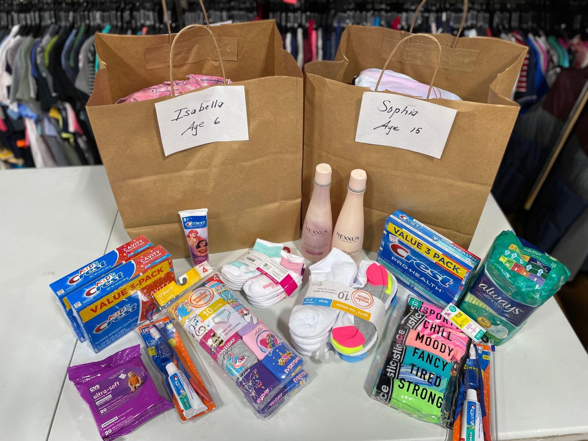 SOS orders fulfilled for two young children.